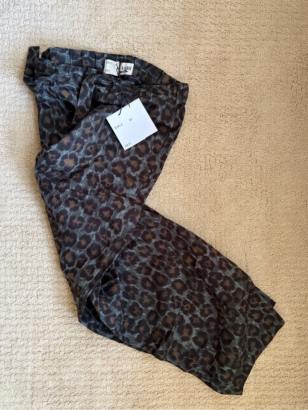 Girls Of Dust Pasha Pants Smoke Leopard Print X-Large XL, $285 NWT